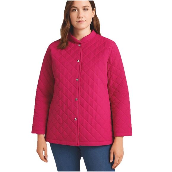 Briggs New York Women’s Quilted Snap Jacket Pink XL Lightweight Casual Coat - Picture 1 of 11